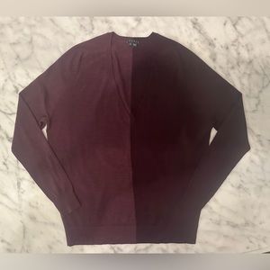 Theory Wool V-Neck Sweater in two-tone Mauve - Women’s Size Small